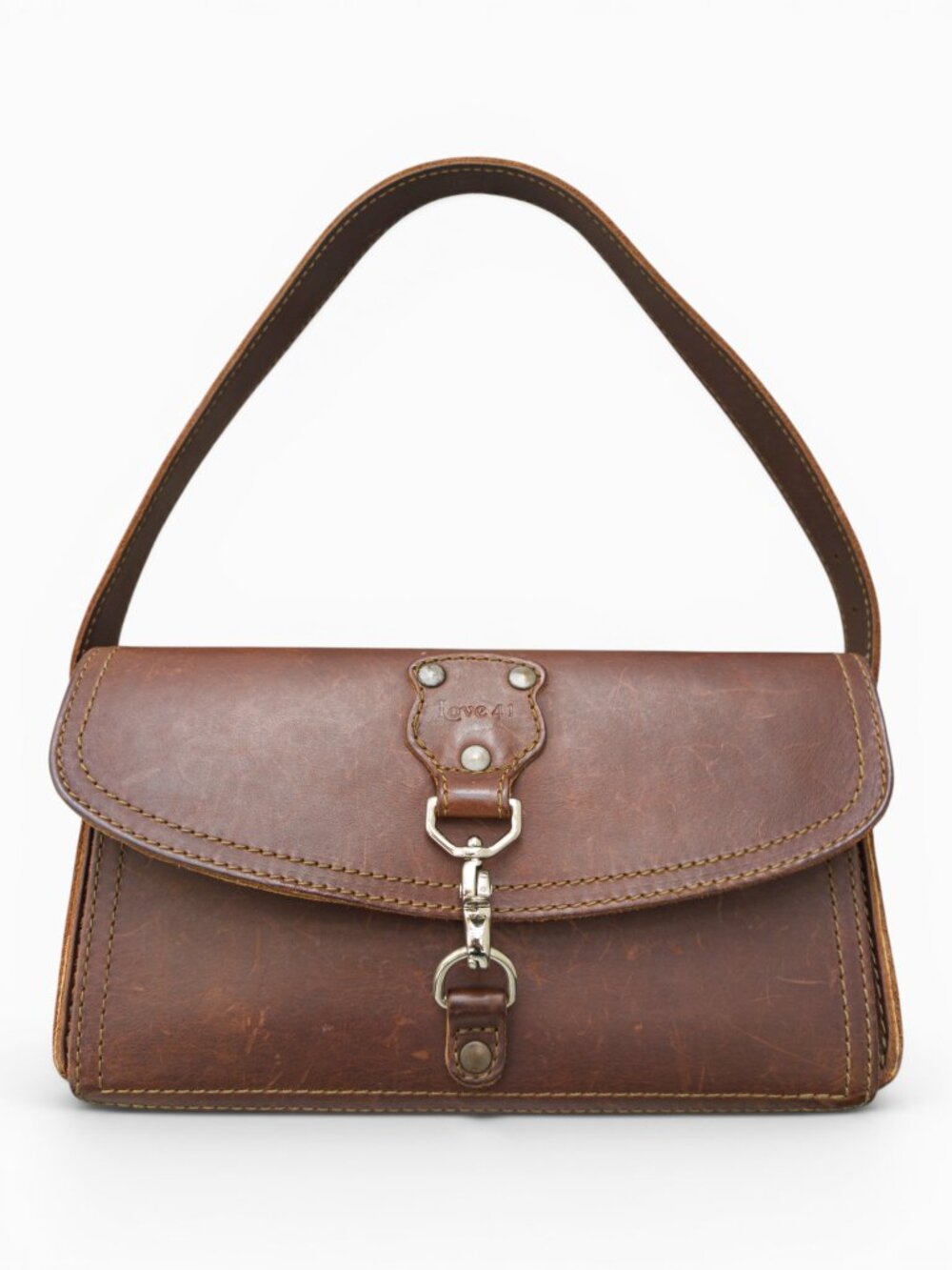 Saddleback "Love 41" Brown Leather Shoulder Bag, Adjustable Strap